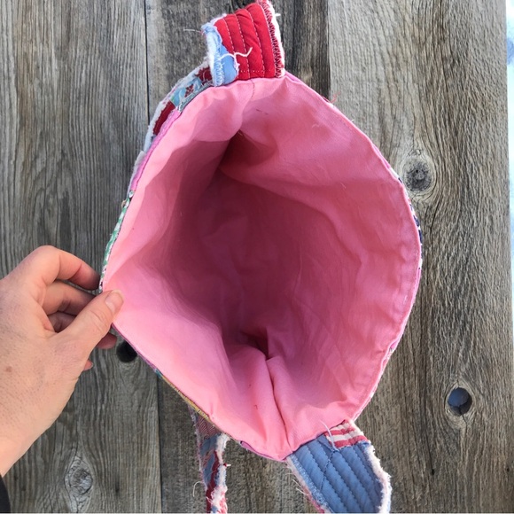 Handmade Boro Style Patchwork Quilted Cottagecore Crossbody Tote Bag 13x15 - Picture 8 of 8